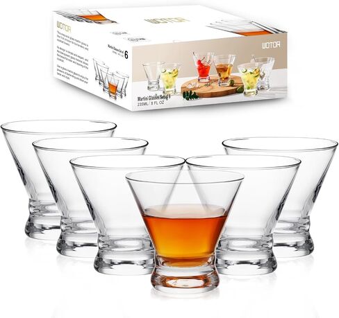 Stemless Martini Glasses Set of 4, 8oz Cocktail Glass Set, Fancy Modern Martini Cups for Bar, Short and Small Margarita glasses in Saudi Arabia