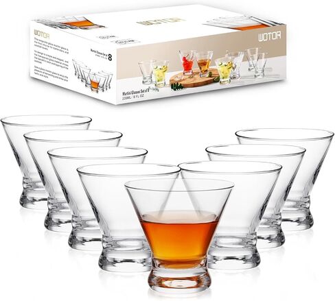 Stemless Martini Glasses Set of 4, 8oz Cocktail Glass Set, Fancy Modern Martini Cups for Bar, Short and Small Margarita glasses in Saudi Arabia