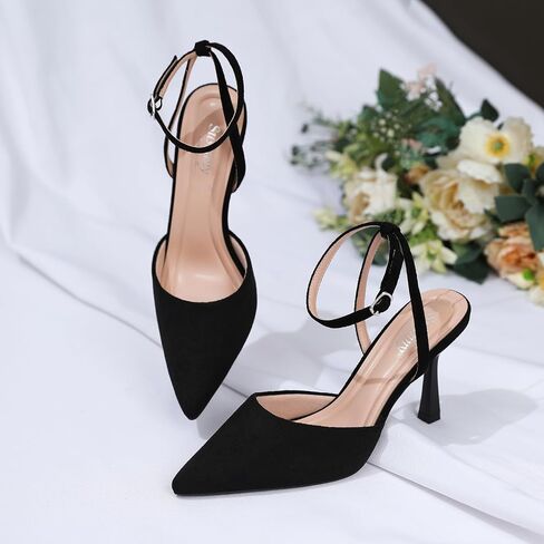 Susanny Heels for Women Stiletto Closed Pointed Toe Backless Dress Shoes High Heels Sexy Kitten Pumps Wedding Guest Party Dance Prom Dressy Comfort Shoes in Saudi Arabia