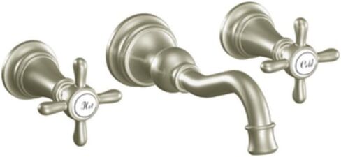 Moen Brushed Gold Weymouth 2-Handle Wall Mount High-Arc Bathroom Faucet (Valve Sold Separately), TS42112BG in Saudi Arabia