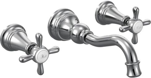 Moen Brushed Gold Weymouth 2-Handle Wall Mount High-Arc Bathroom Faucet (Valve Sold Separately), TS42112BG in Saudi Arabia