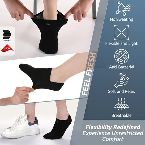 4 أزواج من جوارب DuraSocks بدون عرض من قطن الخيزران للنساء والرجال بدون خياطة وخالية من الروائح in Saudi Arabia