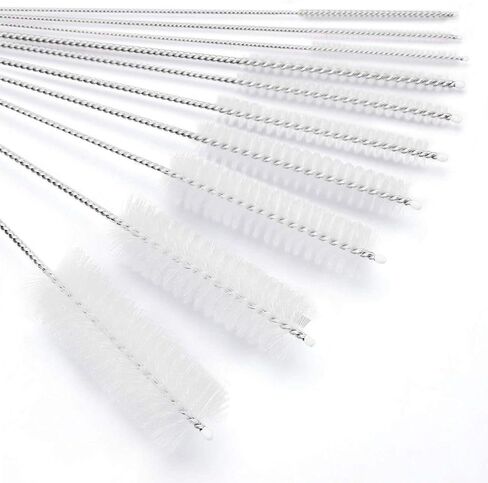Leadigol 20PCS Long Nylon Cleaning Bottle Brush,Tube Brush Wire Scrub Set,Drinking Straw Cleaning Brush Nylon Pipe Tube Cleaner,Reusable Cleaner for Narrow Neck Bottles Cups with Hook in Saudi Arabia