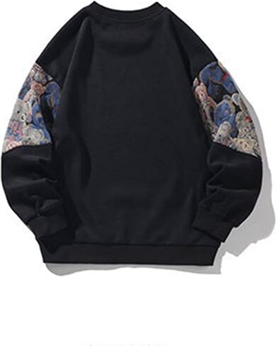 Streetwear Men's Bear Embroidered Pullover Long Sleeve Crewneck Sweatshirt for Boyfriend Gifts Loose Fit Shirt in Saudi Arabia