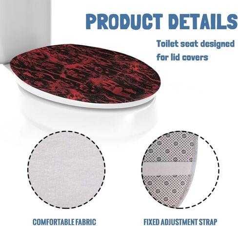 Halloween Toilet Seat Covers for Bathroom Horror Bloody Handprint Fade Resistant Dust Resistant Fits Most Round, Elongated and Oblong Lids Toilet Cover Lid Home Accessories Decoration in Kuwait