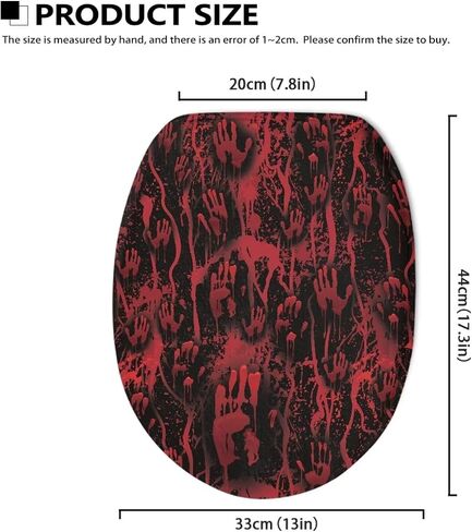 Halloween Toilet Seat Covers for Bathroom Horror Bloody Handprint Fade Resistant Dust Resistant Fits Most Round, Elongated and Oblong Lids Toilet Cover Lid Home Accessories Decoration in Kuwait