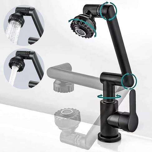 صنبور دوار 1080 درجة، صنبور الحمام فتحة واحدة، صنبور حمام أسود مع رذاذ دوار بزاوية كبيرة وظيفة مزدوجة، صنبور مرحاض، صنبور حوض الحمام، صنبور الغرور بمقبض واحد in Kuwait