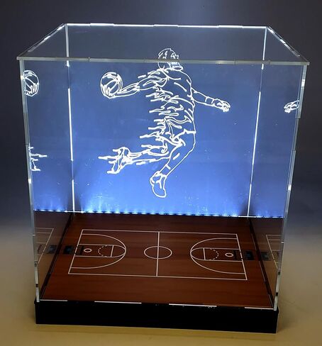 صندوق عرض بمصابيح LED لكرة القدم من الأكريليك مزود بمرآة لعرض الأحذية وحماية من الأشعة فوق البنفسجية (كرة القدم) in Kuwait
