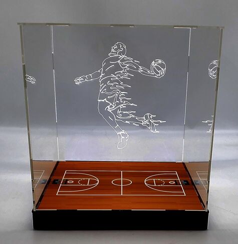 صندوق عرض بمصابيح LED لكرة القدم من الأكريليك مزود بمرآة لعرض الأحذية وحماية من الأشعة فوق البنفسجية (كرة القدم) in Kuwait