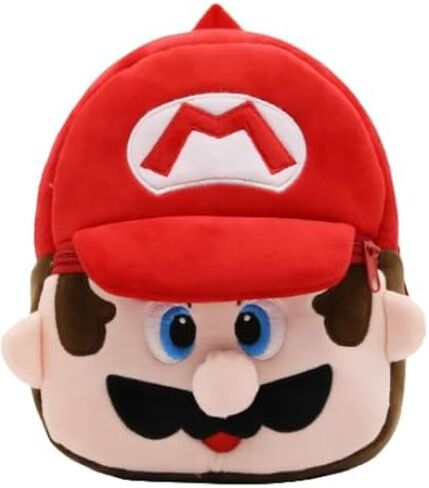 New 3D Soft Plush Backpack Cartoon Mario Trendy Bags Boys Girls Outdoor Travel Fashion Backpack (Red), Medium in Saudi Arabia