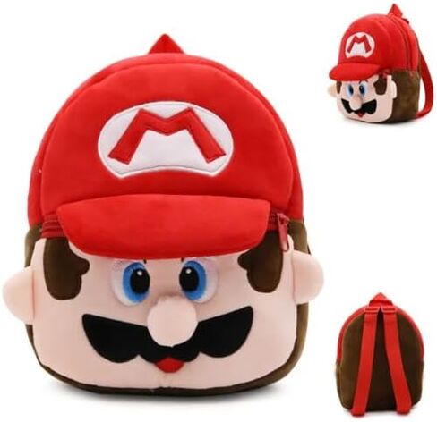 New 3D Soft Plush Backpack Cartoon Mario Trendy Bags Boys Girls Outdoor Travel Fashion Backpack (Red), Medium in Saudi Arabia