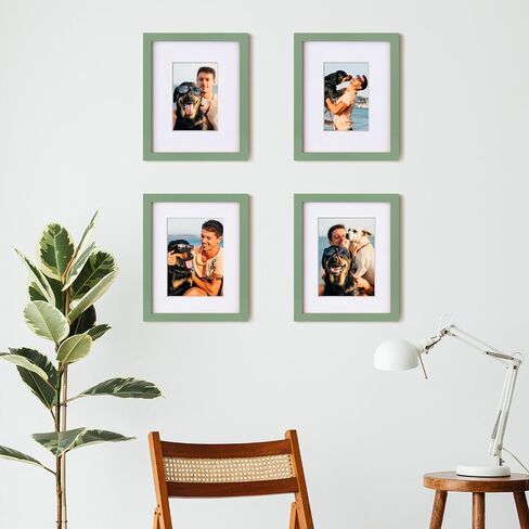 إطار صورة Egofine مقاس 8x10 مصنوع من الخشب الصلب مغطى بزجاج شبكي، صور عرض 4x6/5x7 مع حصيرة أو 8x10 بدون حصيرة لعرض سطح الطاولة وإطار صورة مثبت على الحائط، أزرق داكن in Kuwait