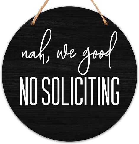 No Soliciting Sign, Don't Knock or Ring Doorbell Sign, Rustic Wall Art Decor for Home Decoration, 12x12 Inch Wood Sign for Door Hanger-C28 in Kuwait