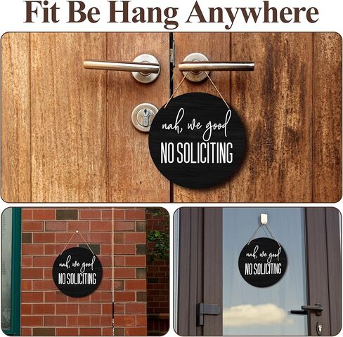No Soliciting Sign, Don't Knock or Ring Doorbell Sign, Rustic Wall Art Decor for Home Decoration, 12x12 Inch Wood Sign for Door Hanger-C28 in Kuwait