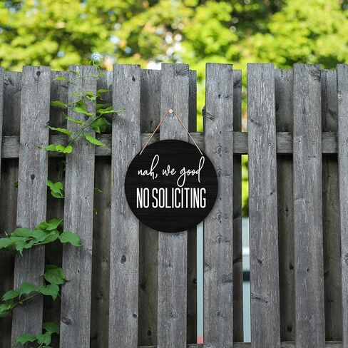 No Soliciting Sign, Don't Knock or Ring Doorbell Sign, Rustic Wall Art Decor for Home Decoration, 12x12 Inch Wood Sign for Door Hanger-C28 in Kuwait