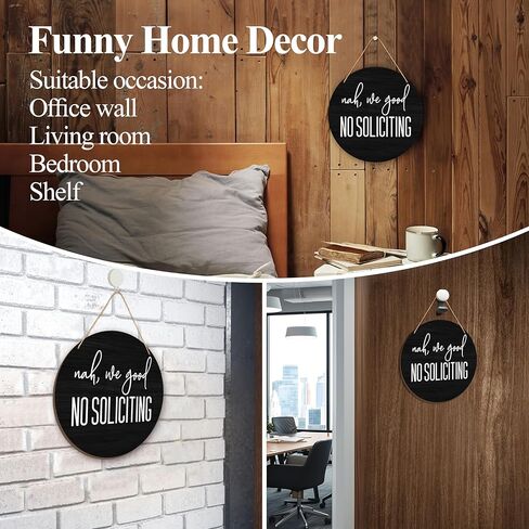 No Soliciting Sign, Don't Knock or Ring Doorbell Sign, Rustic Wall Art Decor for Home Decoration, 12x12 Inch Wood Sign for Door Hanger-C28 in Kuwait