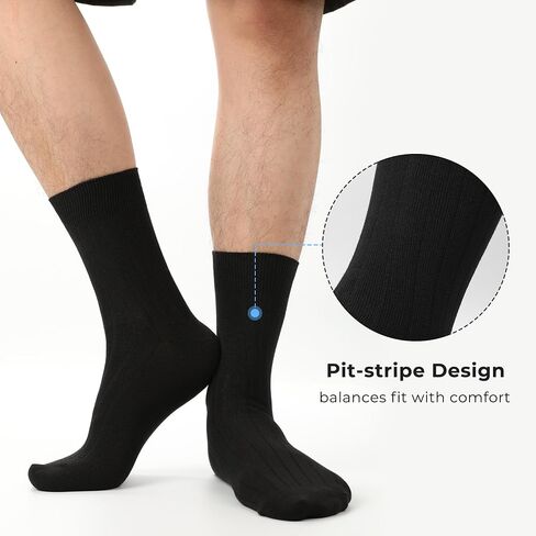 BAMBOO COOL Men's Crew Socks Bamboo Viscose Breathable Dress Socks For Men, Casual Lightweight Comfort 6 Pack in Saudi Arabia