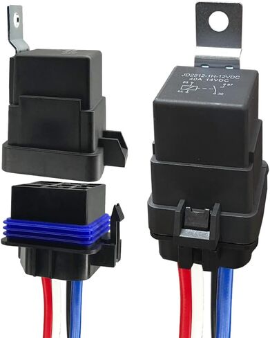 مجموعة أدوات تسخير تبديل التتابع المقاومة للماء من Cotonlake 5Pin 12V 40/30 Amp - 12V DC 5-Pin SPDT مرحلات السيارات 14 AWG أسلاك ساخنة (قطعتان) in Kuwait