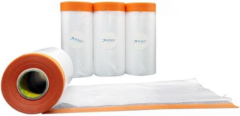 Plastic Sheeting Automotive Masking Tape – Multi Pack – No Residue Orange Painters Tape with Masking Plastic – Heat Resistant Car Paint Tape Masking Paper - 65 Feet (3, 35 Inch) in Saudi Arabia