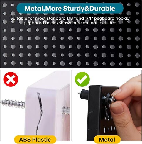 Daanxw Pegboard Rack Garage Storage,Steel Pegboard Heavy Duty- 3 Pack 16-Inch X 24-Inch Metal Peg Board Tool Organization Panels (Black) in Kuwait