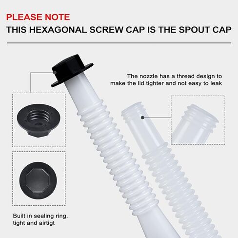 Gas Can Spout Replacement, Gas Can Nozzle. Hose Length is 8.1 in, Easier to use. For most 1/2/5/10 gal oil cans. With Gas Tank Vent Caps, Thick rubber pad, Spout Cover, Base Caps (6 Kit-Yellow) in Kuwait