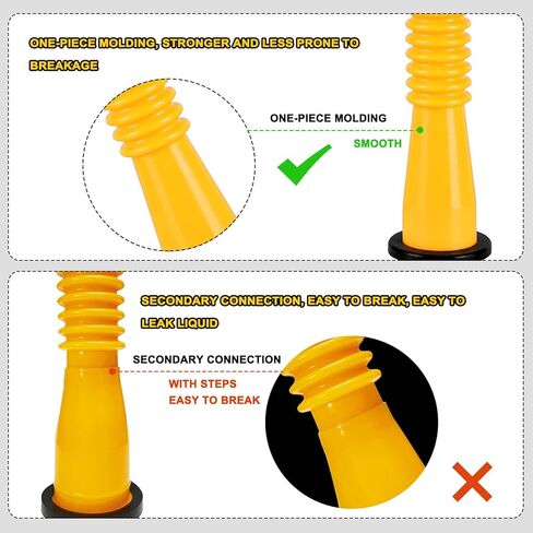 Gas Can Spout Replacement, Gas Can Nozzle. Hose Length is 8.1 in, Easier to use. For most 1/2/5/10 gal oil cans. With Gas Tank Vent Caps, Thick rubber pad, Spout Cover, Base Caps (6 Kit-Yellow) in Kuwait
