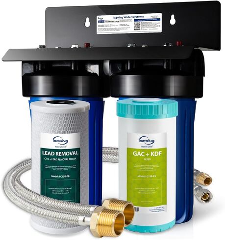 iSpring US21B-CPB 4-Layer High Capacity Under Sink Water Filter, Reduces Lead, PFAS, PFOA/PFOS, Chlorine, Bad Taste & Odor, w/ 2 Upgraded Direct Connect Hoses in Saudi Arabia
