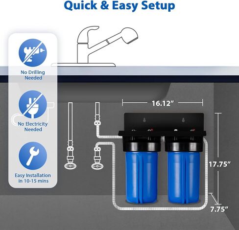 iSpring US21B-CPB 4-Layer High Capacity Under Sink Water Filter, Reduces Lead, PFAS, PFOA/PFOS, Chlorine, Bad Taste & Odor, w/ 2 Upgraded Direct Connect Hoses in Saudi Arabia