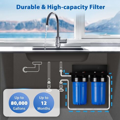 iSpring US21B-CPB 4-Layer High Capacity Under Sink Water Filter, Reduces Lead, PFAS, PFOA/PFOS, Chlorine, Bad Taste & Odor, w/ 2 Upgraded Direct Connect Hoses in Saudi Arabia