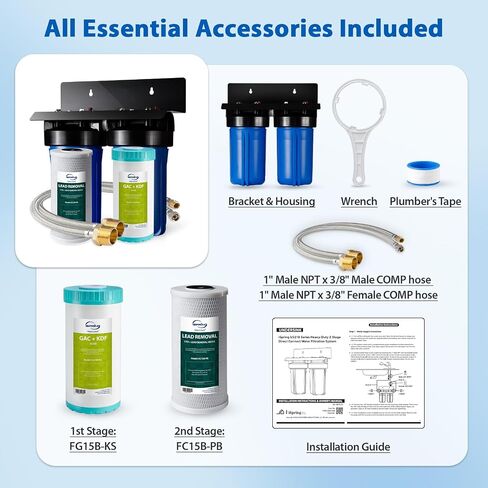 iSpring US21B-CPB 4-Layer High Capacity Under Sink Water Filter, Reduces Lead, PFAS, PFOA/PFOS, Chlorine, Bad Taste & Odor, w/ 2 Upgraded Direct Connect Hoses in Saudi Arabia