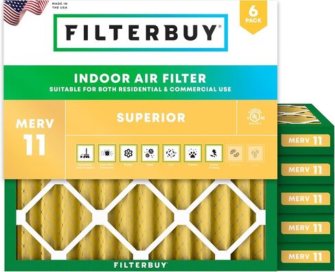 Filterbuy 14x14x2 Air Filter MERV 11 Allergen Defense (6-Pack), Pleated HVAC AC Furnace Air Filters Replacement (Actual Size: 13.50 x 13.50 x 1.75 Inches) in Saudi Arabia