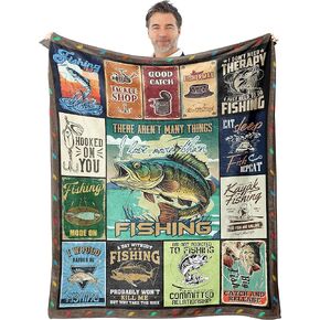 Fishing Gifts Blanket 50×60in, Fishing Gifts for Men, Funny Fishing Gift for Fisherman, Gifts for Men Who Love Fishing, Bass Fishing Gifts, Best Fishing Gift for Fishing Lovers Throw Blankets