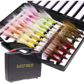 wifreo 24pcs Assorted Clouser Minnow Fishing Flies Tied on Stainless Steel Hook for Salt or Fresh Water Fly Fishing