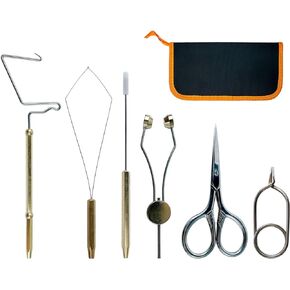 Fly Tying Kit Material Tools Kit Bobbin Fly Hooks Scissors Fly Beads Threader Needle Whip Finisher Fly Fishing Flies Starter Making Kit with Carry Bag