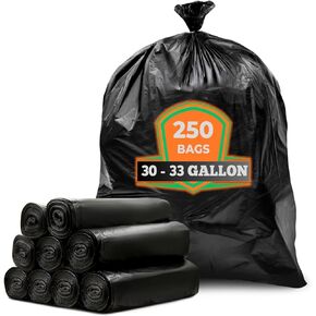 30-33 Gallon Trash Bags (Value 250 Bags) Black Garbage Bags 30 Gallon - 32 Gallon - 33 Gallon.
