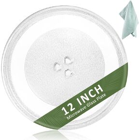 Microwave Glass Plate 12 Inch Compatible with Whirl-pool Microwave W10337247 Microwave Glass Turntable Tray Replace W11367904 W11335034 WPW10337247 Microwave Plate Replacement