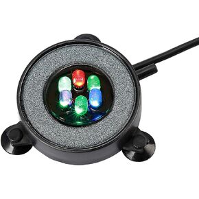 NICREW Multi-Colored LED Aquarium Bubbling Stone Disk, Round Fish Tank Bubbler with Auto Color Changing LEDs