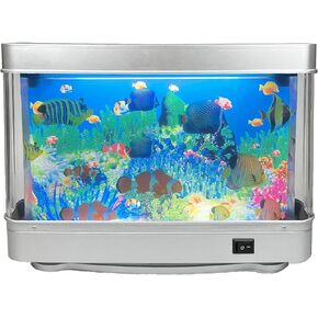 Fake Fish Tank Mini Aquarium,Artificial Tropical Fish Decorative,Fake Aquarium Decorative Lamp,Aquarium Lights Motion Lamp Night Light with Moving Fish,Gift for Kids(US Plug)