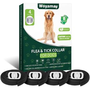 Flea Collar for Dogs, 4 Pack Flea and Tick Collar for Dogs, 8-Month Dog Flea and Tick Treatment and Prevention, Waterproof Dog Flea Collar, Adjustable Dog Flea and Tick Collar, Black
