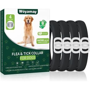 4 Pack Flea Collar for Dogs, Dog Flea Collar, Adjustable Flea and Tick Collar for Dogs, 8 Months Dog Flea and Tick Treatment, Waterproof Dog Flea and Tick Collar, Dog Flea and Tick Collar