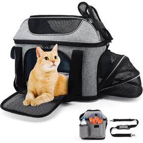 حاملة القطط Supet ناعمة مع إمكانية توسيع الجزء العلوي والجانبي، معتمدة من شركة الطيران الناقلة للكلاب للقطط. حاملات الكلاب الشبكية المضادة للخدش للكلاب الصغيرة والقطط الكبيرة، أقصى وزن 25 رطلاً. in Kuwait