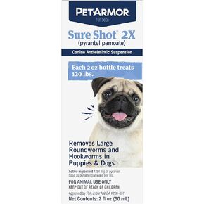 PETARMOR Sure Shot 2X (pyrantel pamoate) Liquid De-wormer for Dogs, 2 Fluid Ounces