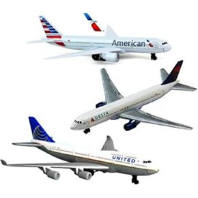 Daron American Airlines, Delta & United Airlines B747 Die-cast Planes - 3 Pack
