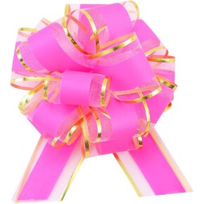 12 Pieces Pull Bow Mixed Color Large 6 Inch Fluorescent Pull Bow Present Wrapping Pull Bow with Ribbon for Gift Wrapping Baskets Wedding (Blue)