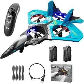 طائرة AUGARDEN V17 Jet Fighter Stunt RC 2023 طائرة جديدة تعمل بالتحكم عن بعد بتردد 2.4 جيجا هرتز مع بطاريتين، جهاز تحكم عن بعد مقاوم للسقوط بزاوية 360 درجة وهدايا طائرة RC خفيفة للأطفال الأولاد