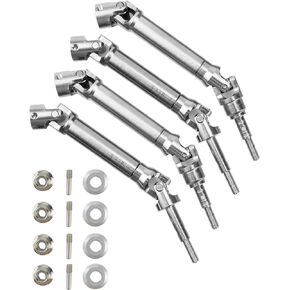 RC Car Stainless Steel Front Rear Drive Shaft CVD Fit for 1/10 Rustler VXL 4X4 Stampede VXL 4X4 Hoss VXL 4X4 Slash Platinum Ultimate VXL 4WD 4PCS Upgrades Part Hops Up More Power
