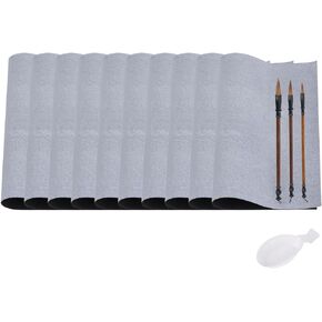 PATIKIL 14pcs Chinese Calligraphy Set, 17x13Inch Reusable Water Writing Cloth Magic Paper Blank Calligraphy Brush No Ink for Beginners Practicing