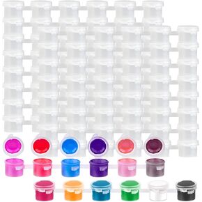 120 Strips 720 Pots 0.1 oz Paint Pot Strip with Lids, 3 ml Mini Clear Plastic Empty Paint Cup Pots for Schools Paintings, Art Festivals, Summer Camps