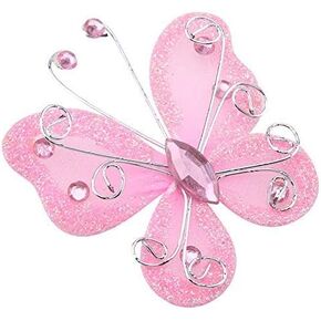 24pcs Christmas Butterfly Ornaments Mesh Wire Glitter Butterfly Wedding Party Clothing Wall Tree Decoration DIY Supplies()