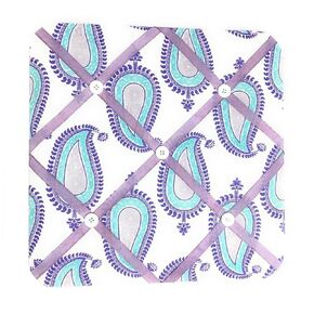Bacati Isabella Girls Paisley Fabric Memory/Memo Photo Bulletin Board, Lilac/Purple/Aqua (PAALPMEB)